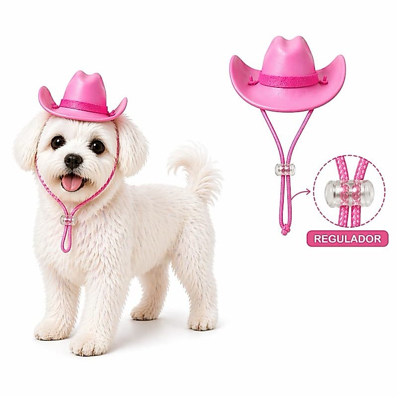 Chapéu Cowboy Para Pet Dog Para Cachorros e Gatos Rosa