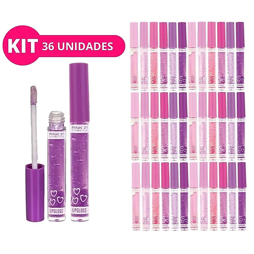 Kit Gloss Brilho Labial com Glitter Caixa 36 Unidades Box Fechado