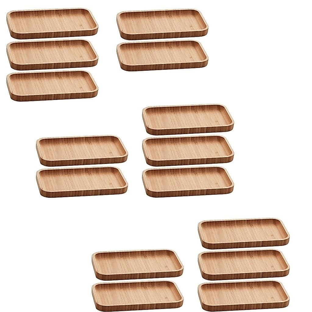 Kit 15 Bandeja De Bambu Retangular Cozinha banheiro lavado 20x10cm Petisqueira incensos Jogo Atacado