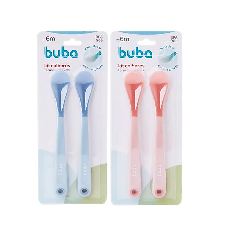 Kit 2 Colheres Termossensíveis Buba – Azul ou Rosa (+6m)