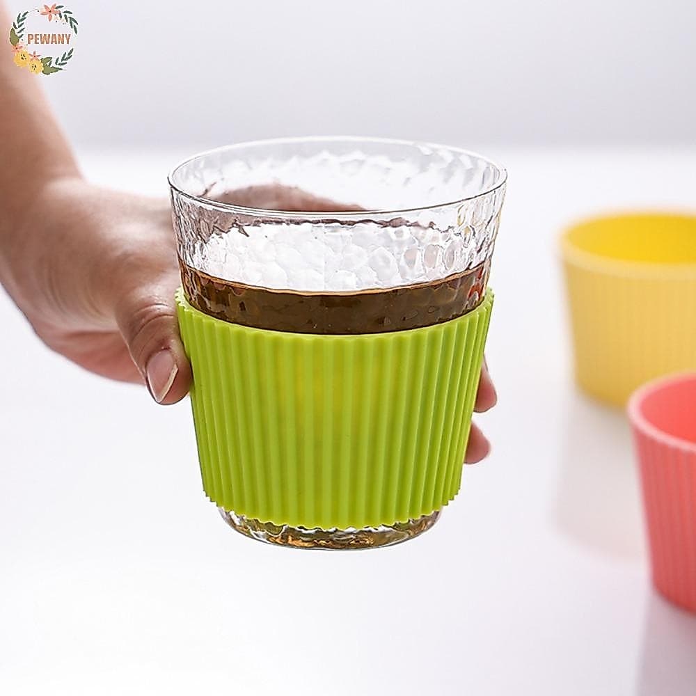 Luva De Copo De Silicone PEEWANY1 , Manga De Caneca Com Listras Verticais Antiderrapantes , Capa Isolamento Térmico Espe