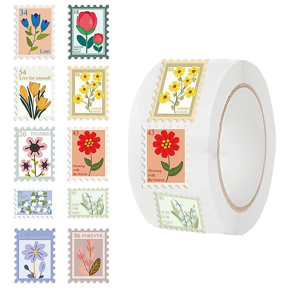 500 Unidades/Rolo Fita Washi De Carimbo Floral De Venda Quente-Decoração De Postagem Vintage Para Diário E Vedação De En