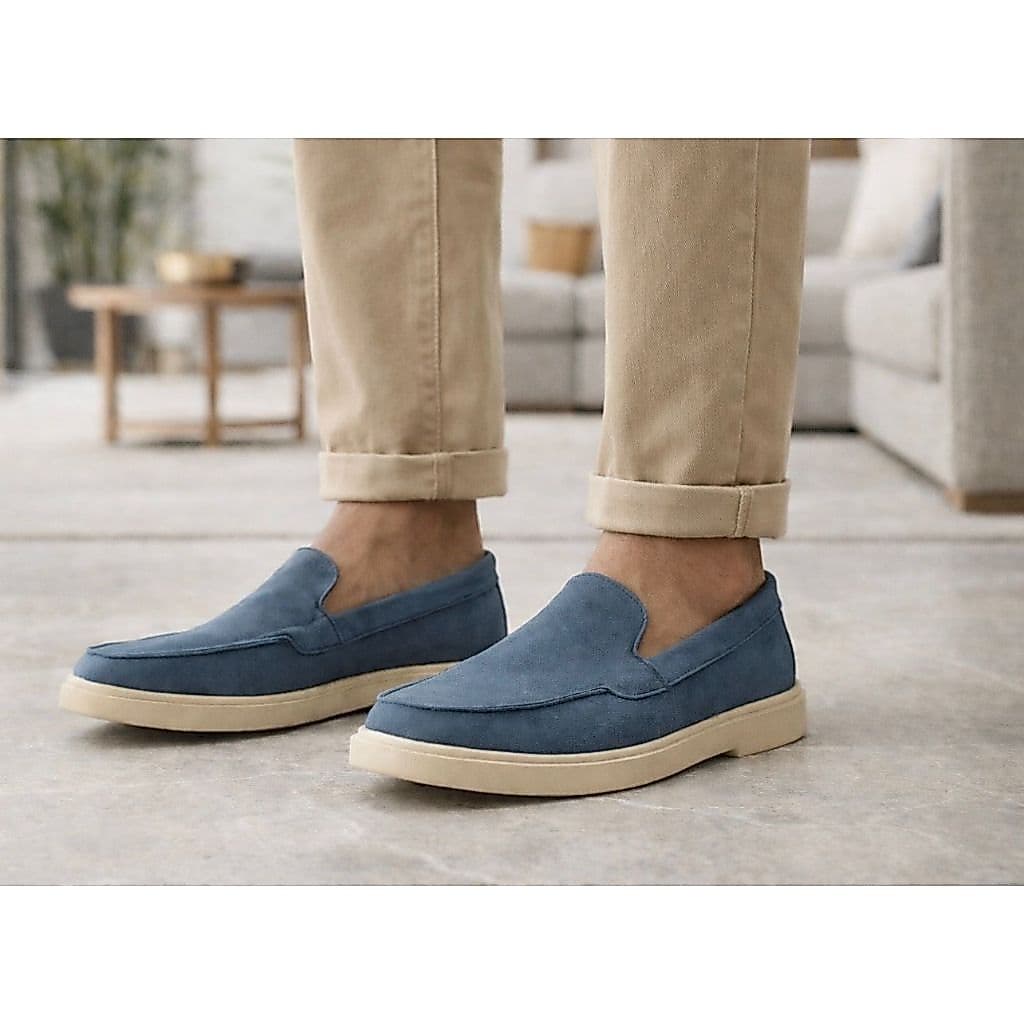Sapato Masculino Loafer Slip On Camurça Casual Esporte Fino Mocassim Confortável Calce Fácil Social Premium
