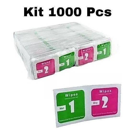Kit 1000 Limpa tela Limpeza Películas Celular Sachê Paninho Pano Relógio
