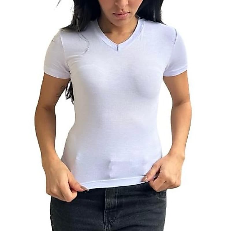 Blusa Feminina 100% Viscolycra Gola V Manga Curta Tshirt Basica Blusinha enfermagem uniforme sublimação academia treino