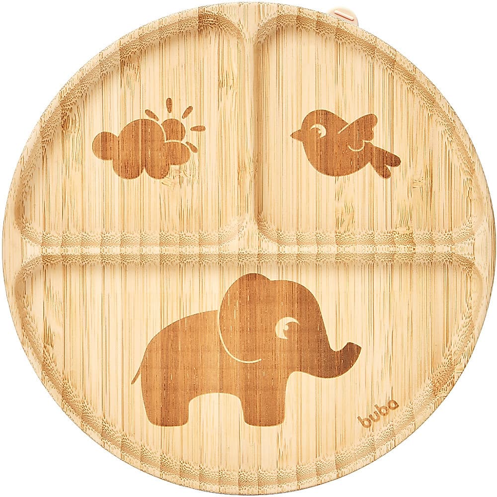 Pratinho em Bambu Com Ventosa em Silicone Cloudy Buba
