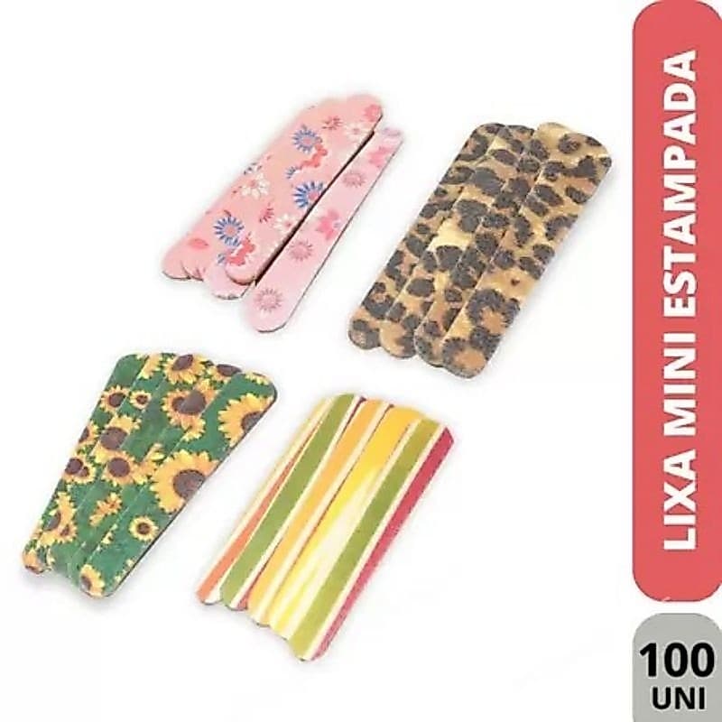 lixas de unha mini estampada c/100 unidades