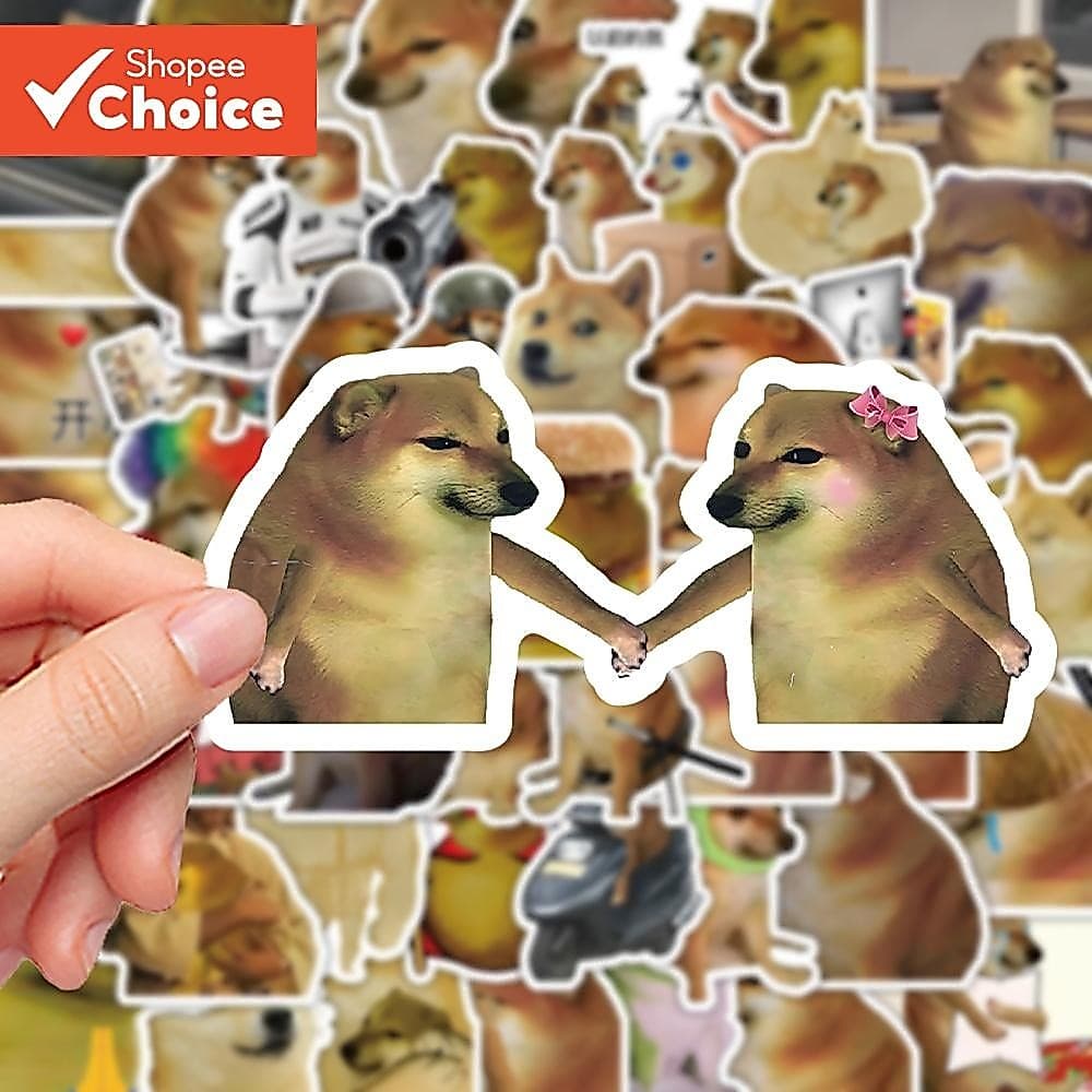 Cheems Dog & Alien Stickers 62PCS-Decalques De Vinil À Prova D'água Para Adesivo De Laptop (Meme Funny Design)