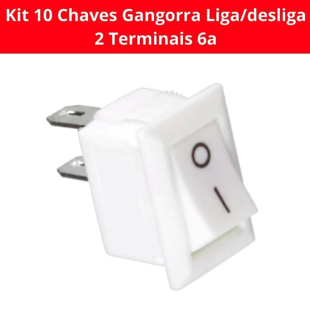 Kit 10 Chaves Gangorra branca  Liga/desliga 2 Terminais 6a