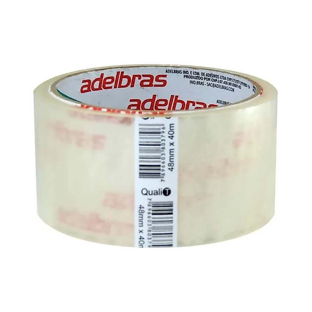 Fita Empacotamento 48mmx40m Transparente Rolo ADELBRAS