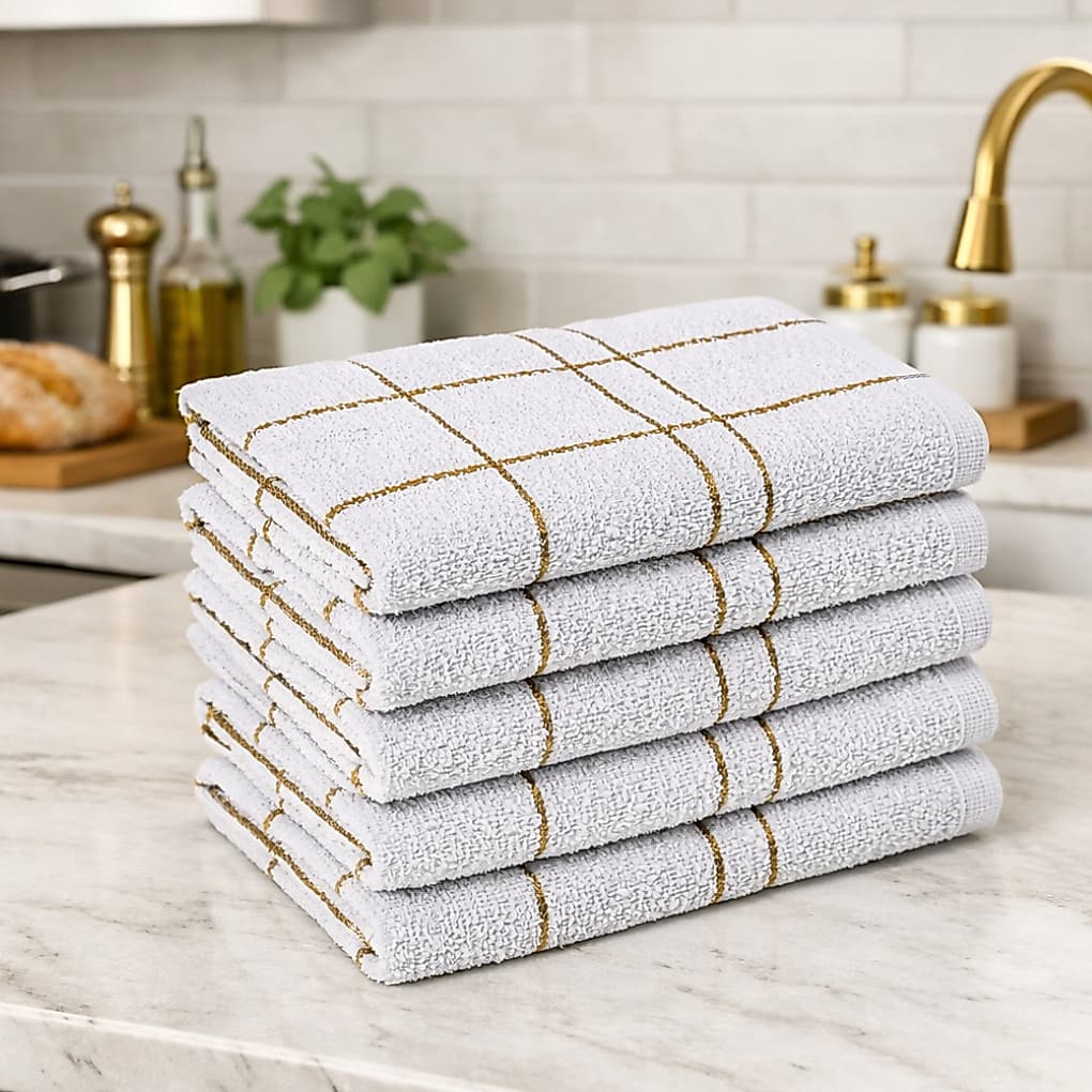 Kit 03 a 10 Toalha de Louça Pano de Prato Branco Xadrez Grande 100% Algodão Alta Absorção Laune Haus