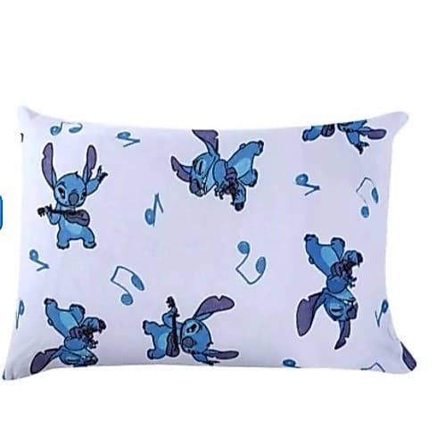 Fronha Avulsa Stitch Malha 100% Algodão Disney Estampada Stitch Song 48cmx68cm Azul