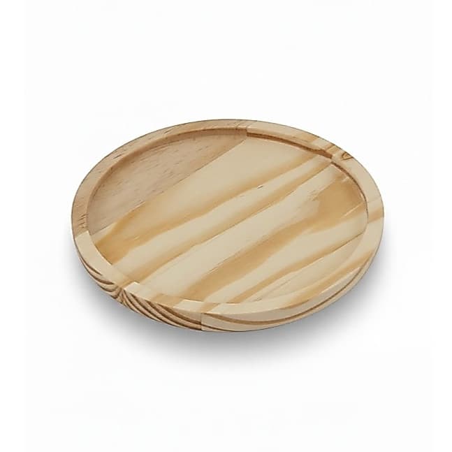 Prato de Madeira Pinus Artesanal 18cm | Base Decorativa | Servir, Apoio e Decoração