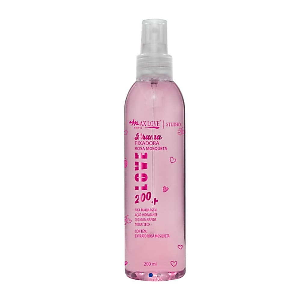 Max Love Bruma Fixadora Rosa Mosqueta Fixa a Maquiagem Secagem Rápida e Hidrata 200 ml