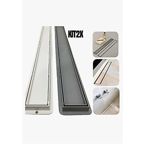Kit 2pç Ralo Banheiro Linear Oculto Seca Piso 6x90 Invisível