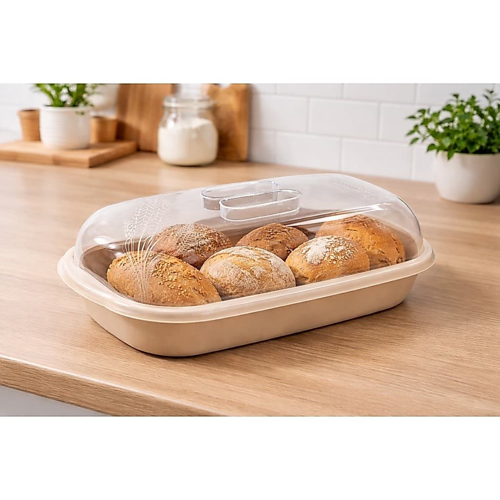 Porta Pão com Tampa Transparente, Organizador de Pães Premium