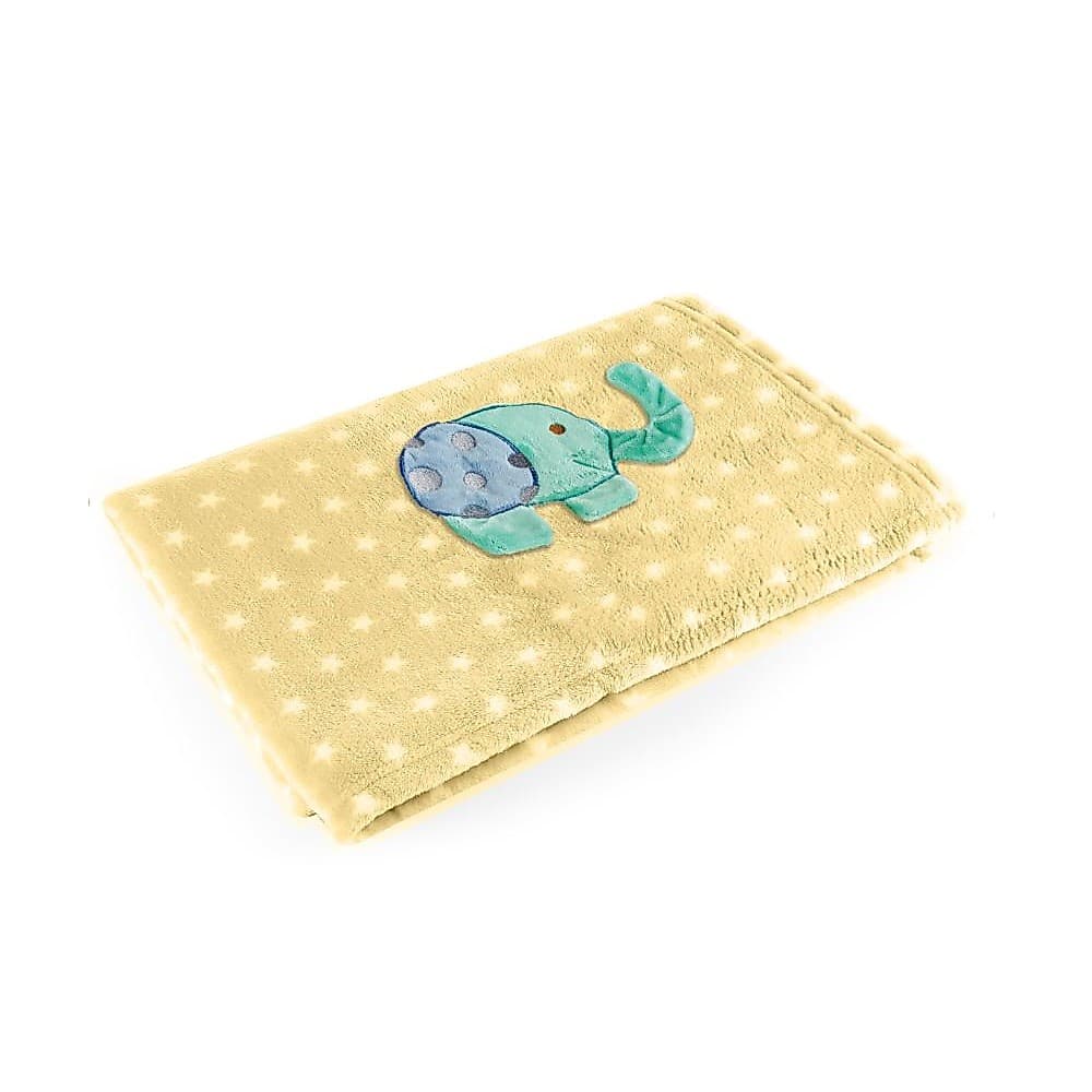 Manta Microfibra Infantil Lisa Bebe Amarelo Elefante Baby Pil