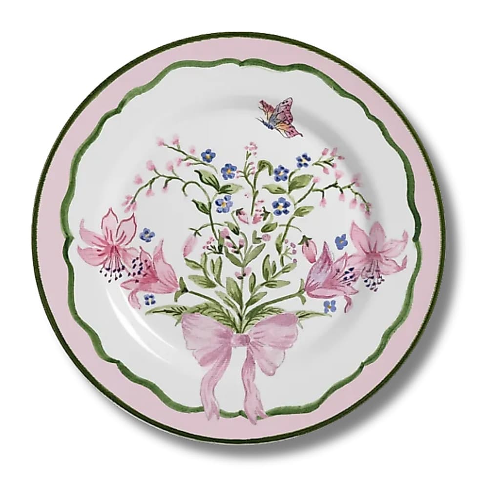Conjunto 6 Prato De Sobremesa Belle Bouquet Florido Em Cerâmica Mesa Posta