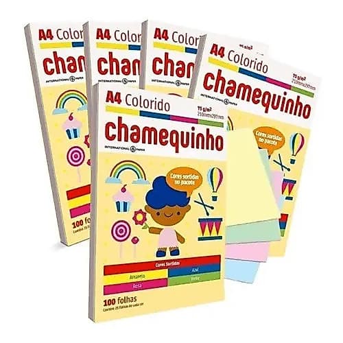 Kit Papel Colorido Chamequinho 400 Folhas A4 75g