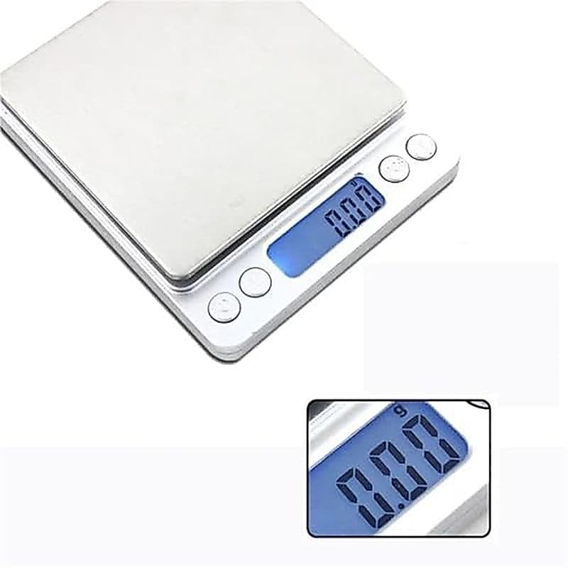 Balança Digital De Bolso Eletrônica De Peso 3kg 0.1g/500g 0.01g De Alimentos Cozinha Prateada Com 2 Bandejas (Modelo De)