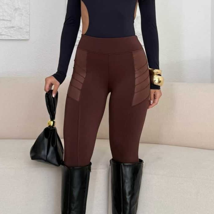 Calça Cirrê  Modeladora Feminina Preta Cintura Alta Slim Legging Roupa Suplex Montaria Roupa Moda Outono Inverno