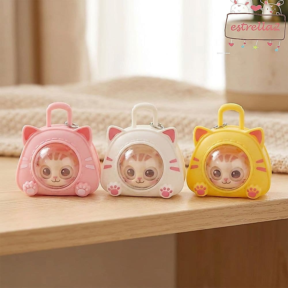 AESTRELLA Cat Squeeze Sound Charm , Engraçado Um Clique Rosto Olho Mudando Saco De Gato Chaveiro , Brinquedo De Gatinho