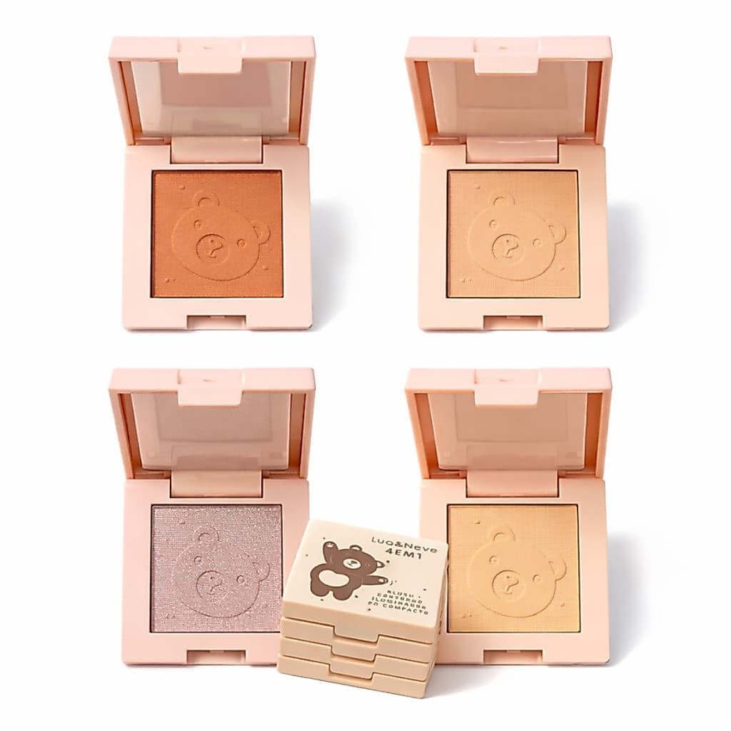 Paleta 4 Em 1 Blush,Contorno,Iluminador,Pó Compact - Cor: 03