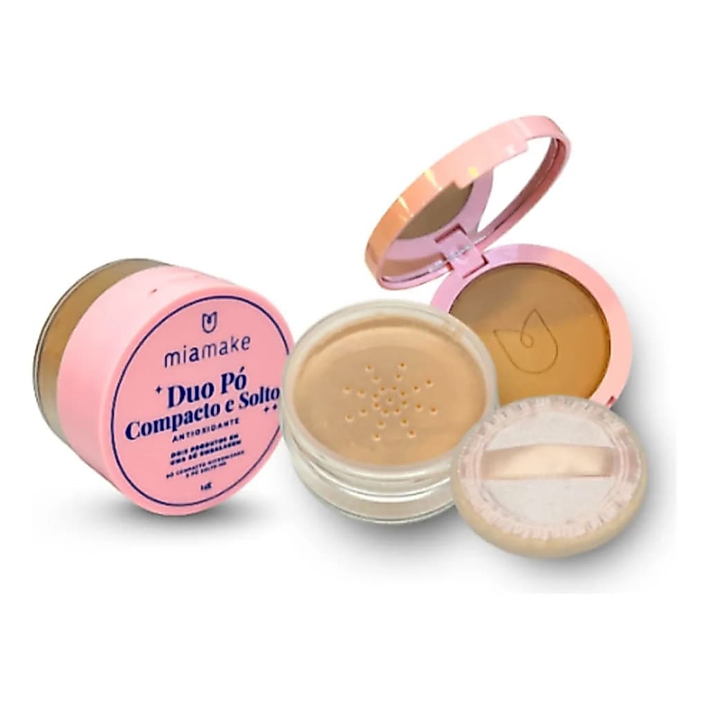 Duo Pó Compacto + Pó Solto Antioxidante Mia Make 14g