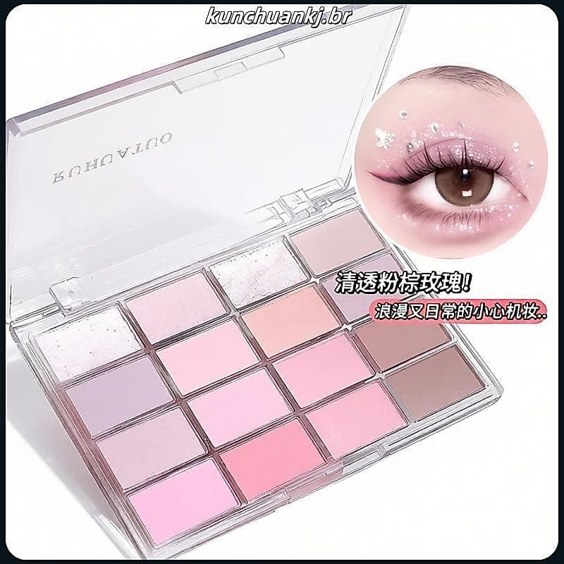 Coleção de 18.000 pessoas Paleta de sombras estilo coreano 16 cores perolado fosco rosa iluminando bicho da seda deitado