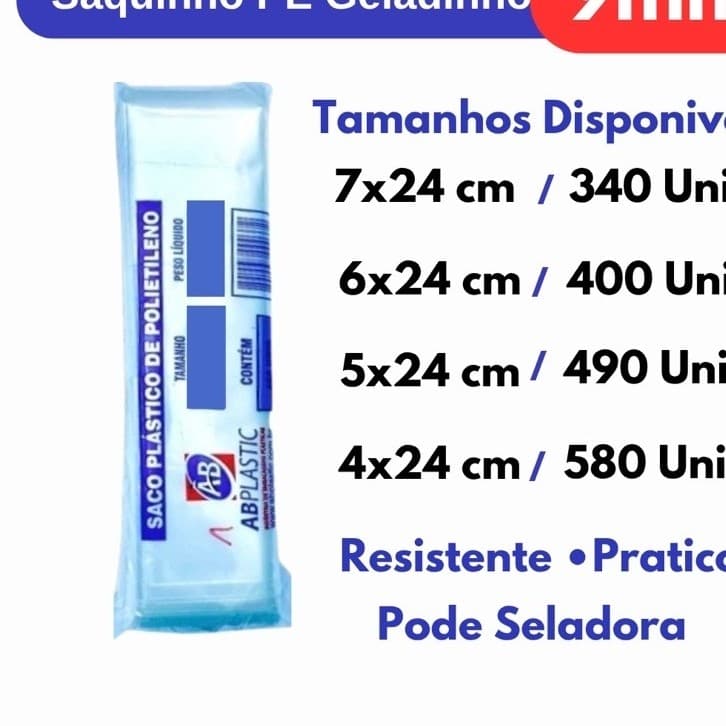 Saquinho Interno Geladinho 9mm Grosso Geladão Sacole Pode Seladora