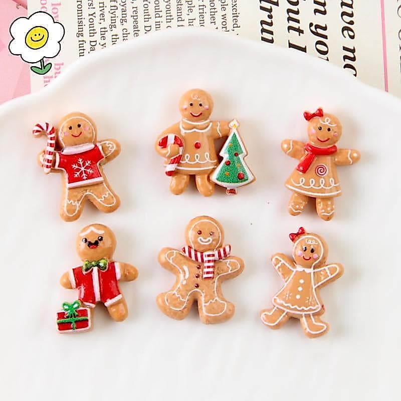 maoting } Adorável Conjunto De Flatba De Resina De Homem-Biscoito De Natal , 10 Peças , Acessórios DIY Não Tóxicos Para