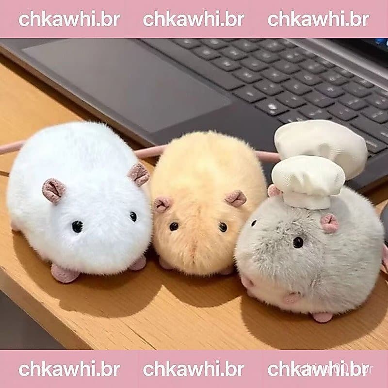 Mouse Fofo Recheado , Chapéu De Chef Brinquedo De Pelúcia De Hamster , Simulação De Boneca Rato Espremível