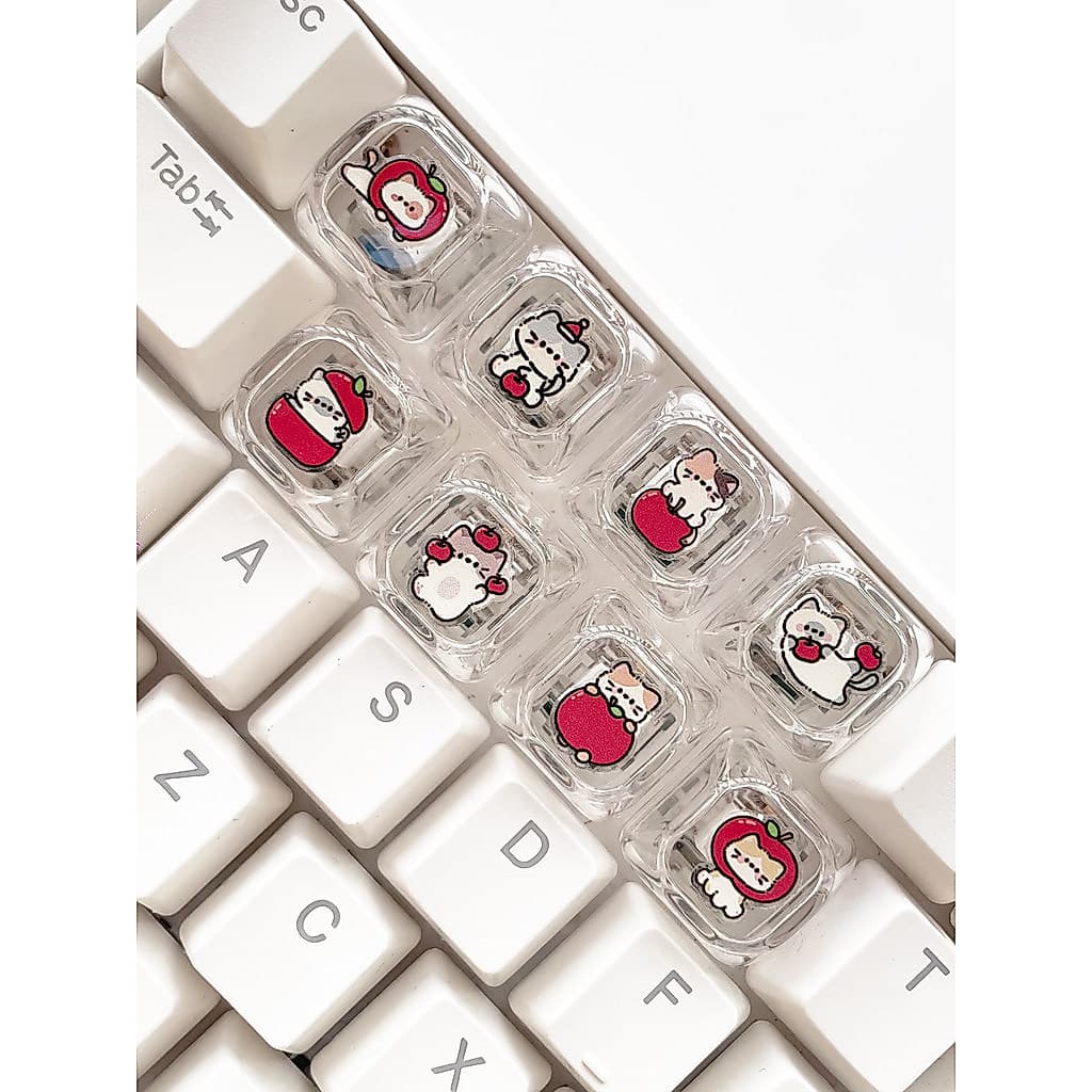 Apple gatinho Keycap bonito exclusivo resina translúcida dos desenhos animados teclado mecânico cruz MOA personalização