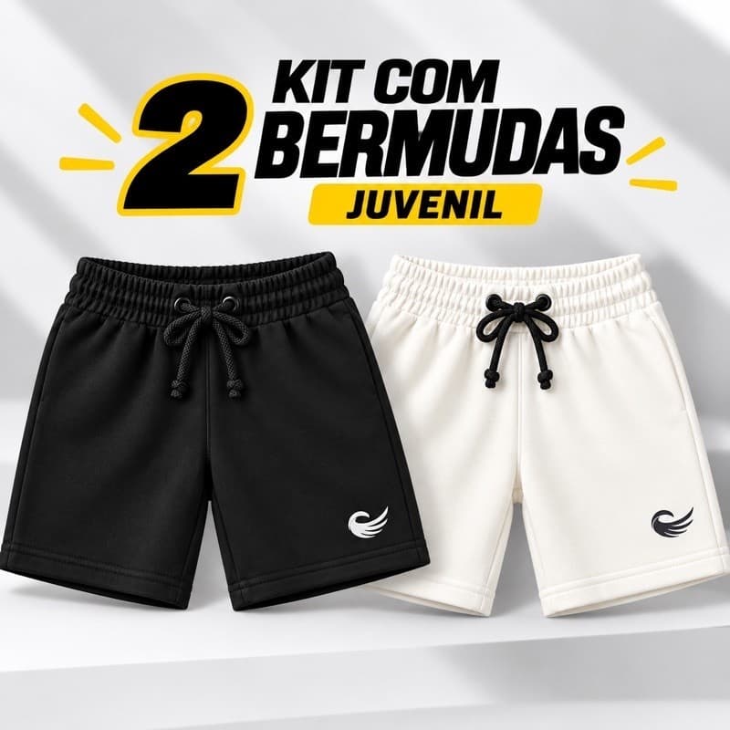 kit 2 Bermudas de moletom infantil short premium masculino
