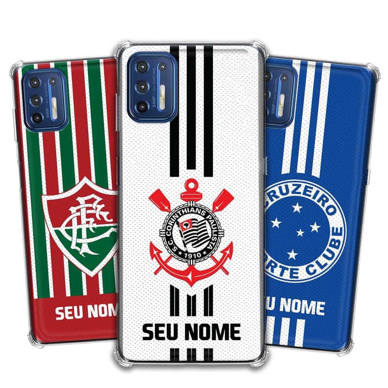 Capa Capinha - Motorola Moto G9 Plus - Futebol Times do Brasil Personalizada com nome