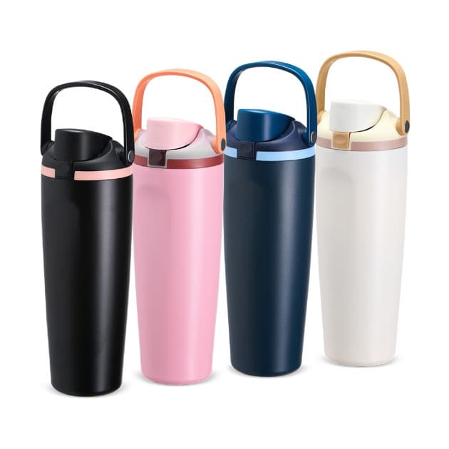 Garrafa Térmica Inox 850ml com Canudo Parede Dupla a Vácuo Tampa com Trava e Alça Bebidas Quentes e Frias Portátil