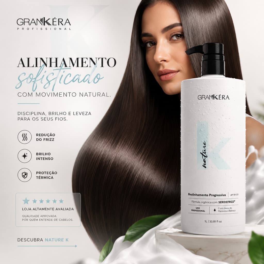 Nature K Grankéra Alisamento Orgânico Progressiva Sem Formol Com Tratamento Profissional 1L Original