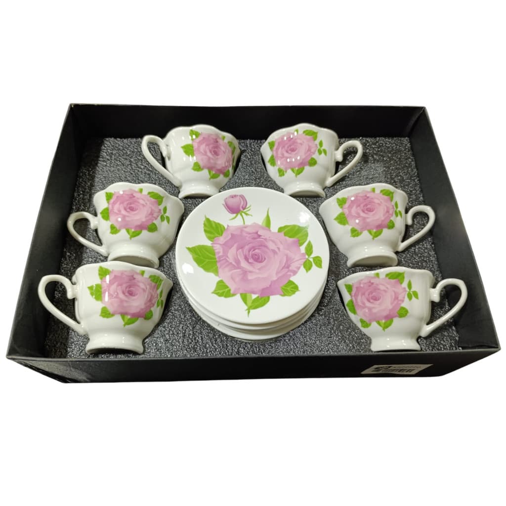 Jogo de Xícaras de Café em Porcelana Branca 90ml com Relevo – 6 Xícaras e 6 Pires