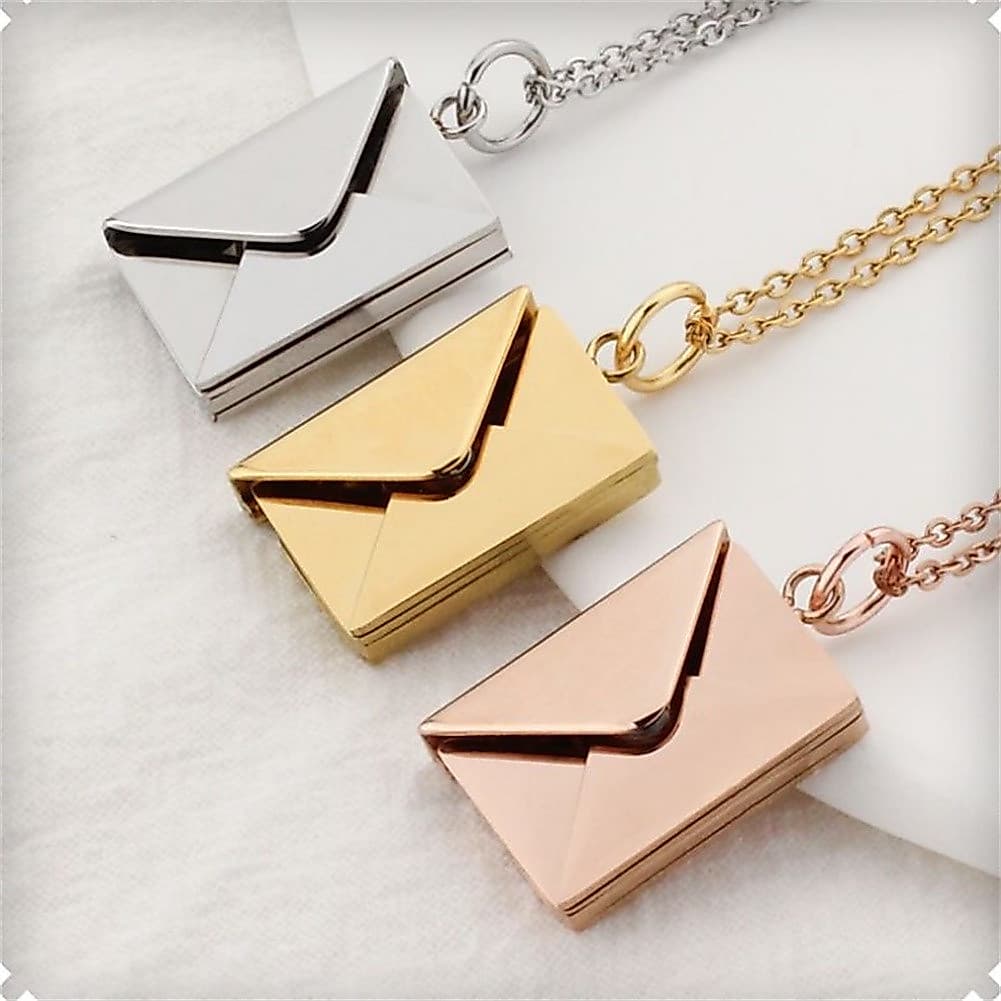 Colar De Carta Do Amor Envelope Aço Inoxidável Jóias Ouro Prata Cor Presente Dia Dos Namorados