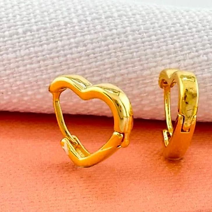 Par De Brinco Argolinha Coração Ouro 18k Semijoia Antialérgica luxo entrega rapido