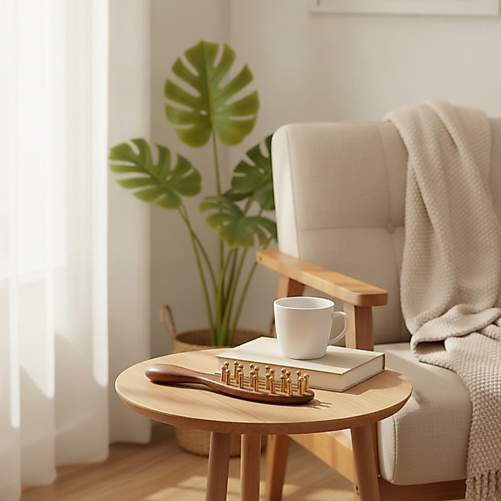 Pente De Massagem De Latão Madeira Resistente Com Dentes Massageador De Couro Cabeludo Natural De Longa Duração