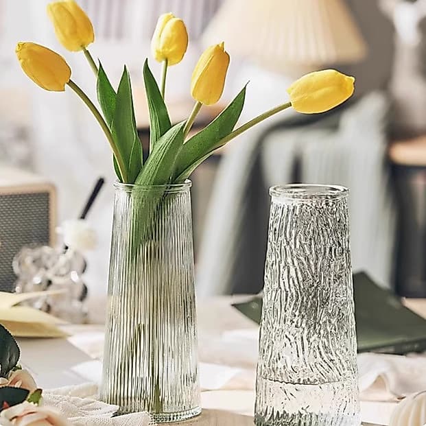 Vaso de vidro ins estilo luz luxo High-End sentimento transparente dormitório água flores simples sala estar flores seca