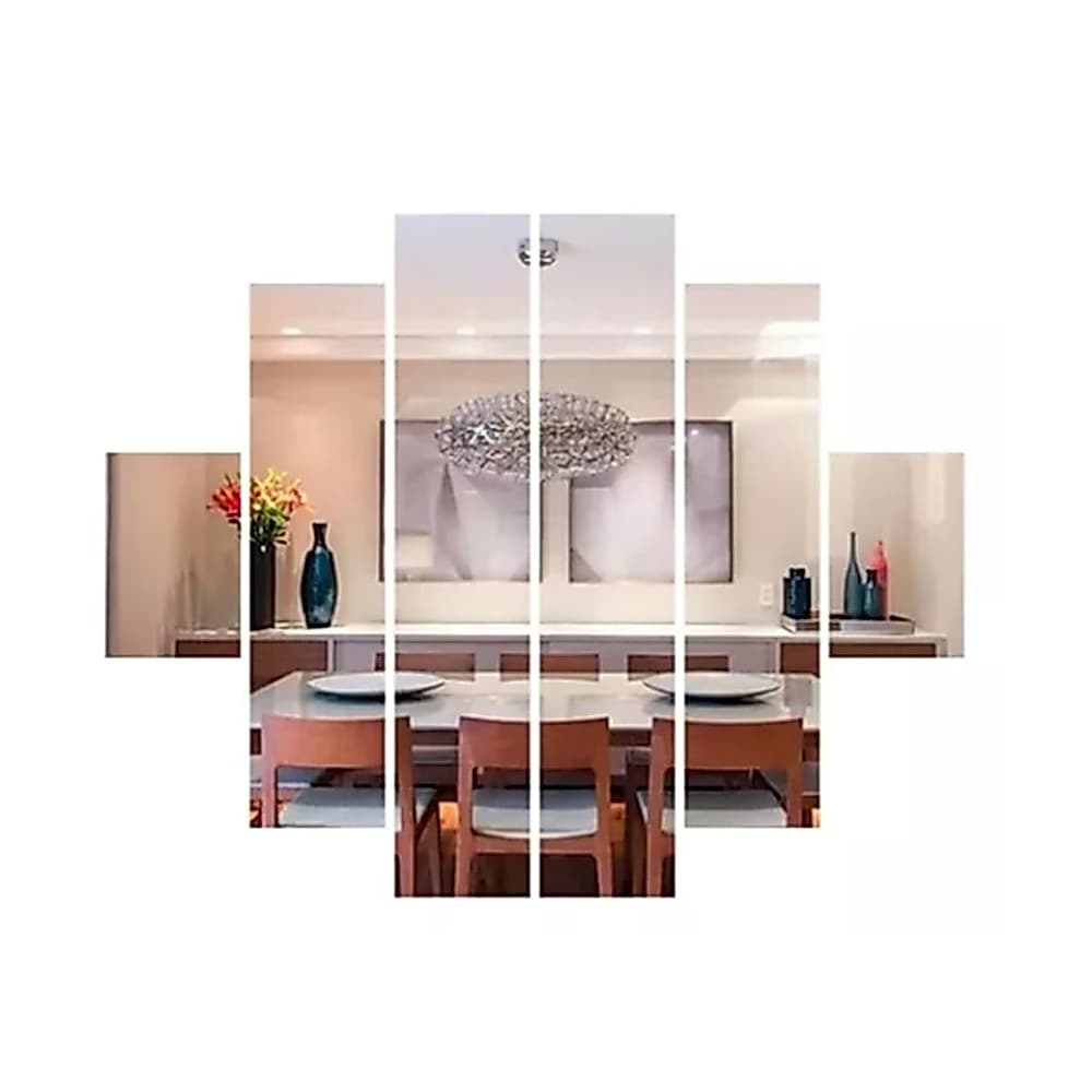 Espelhos Decorativos Kit 6 Peças Retângulo Casa/sala Oferta/ 2 Peças 50x7/ 2 Peças 40x7  /2 Peças 15x7