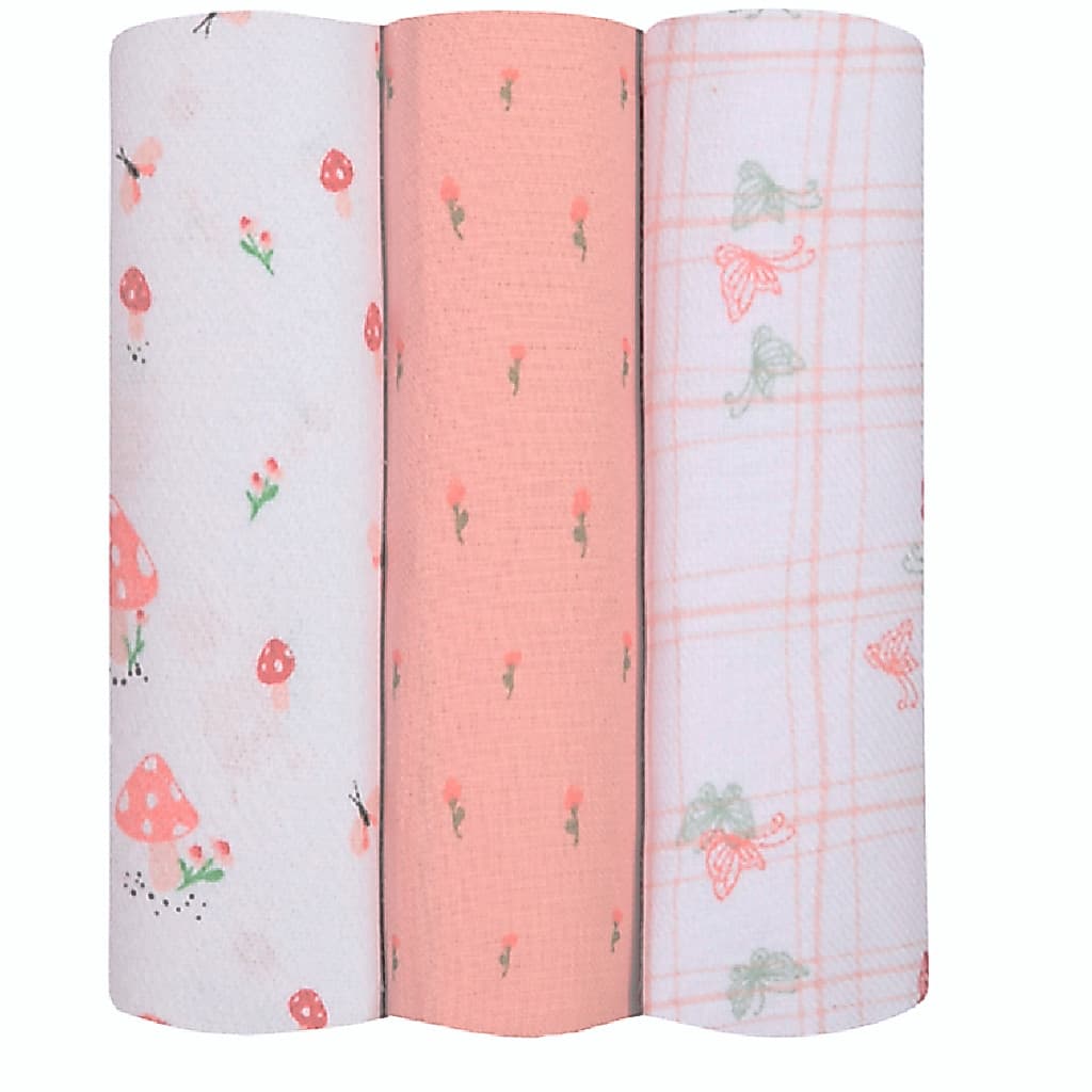 Cueiro Flanelado Papi Baby 100%Algodão 1,00x80cm Kit C/3 Unidades