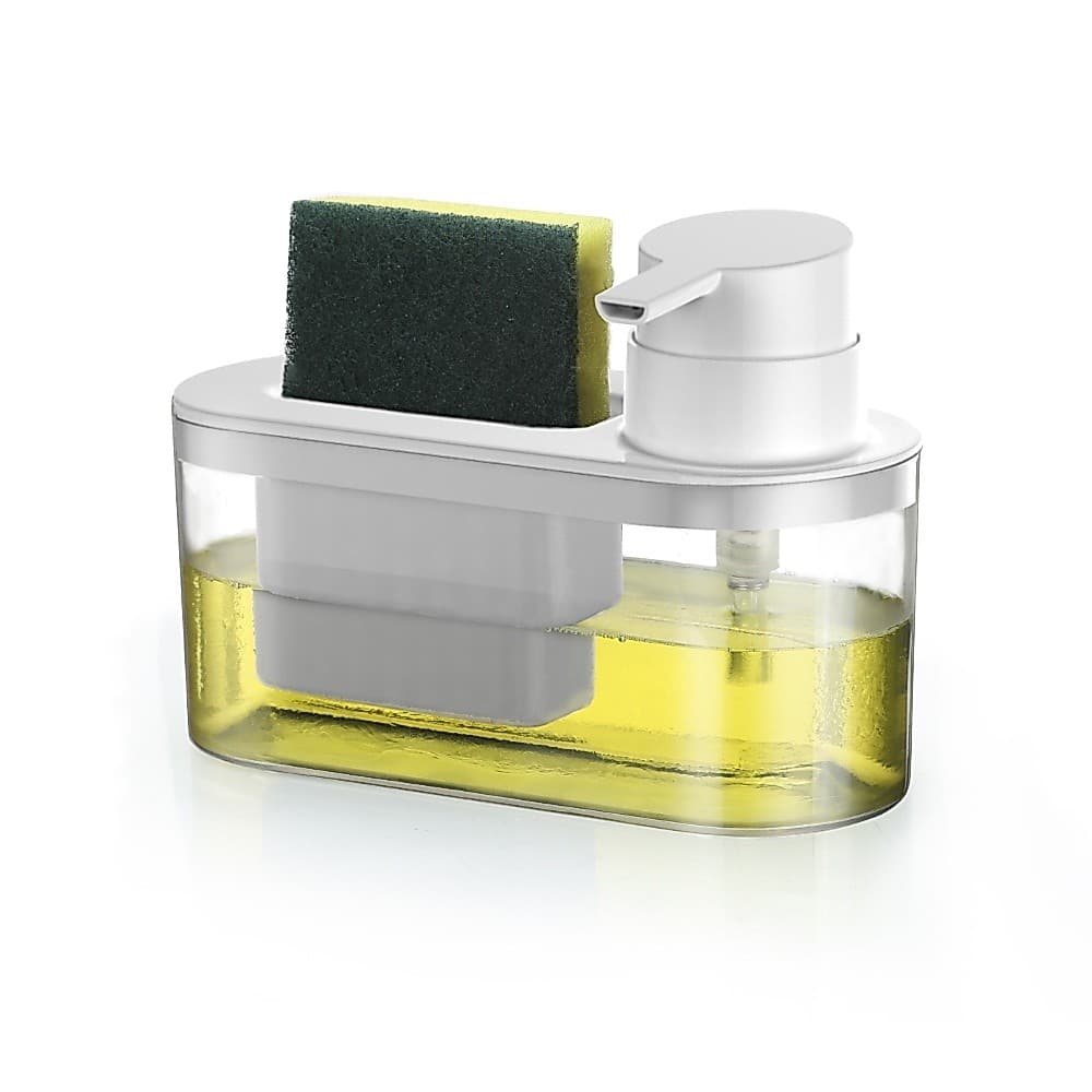 Porta Detergente Líquido e Bucha Dispenser Sabão Líquido Pia Cozinha Branco Arthi