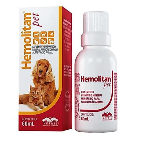 Hemolitan Pet 60ml Suplemento Vitamínico Para Cães E Gatos - VETNIL