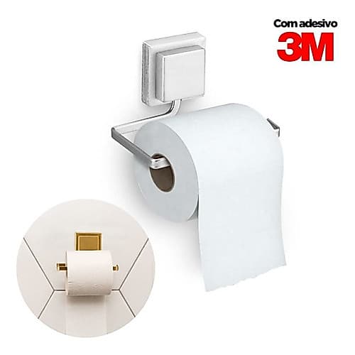 Suporte Banheiro Porta Papel Higiênico Parede 3m Cromado