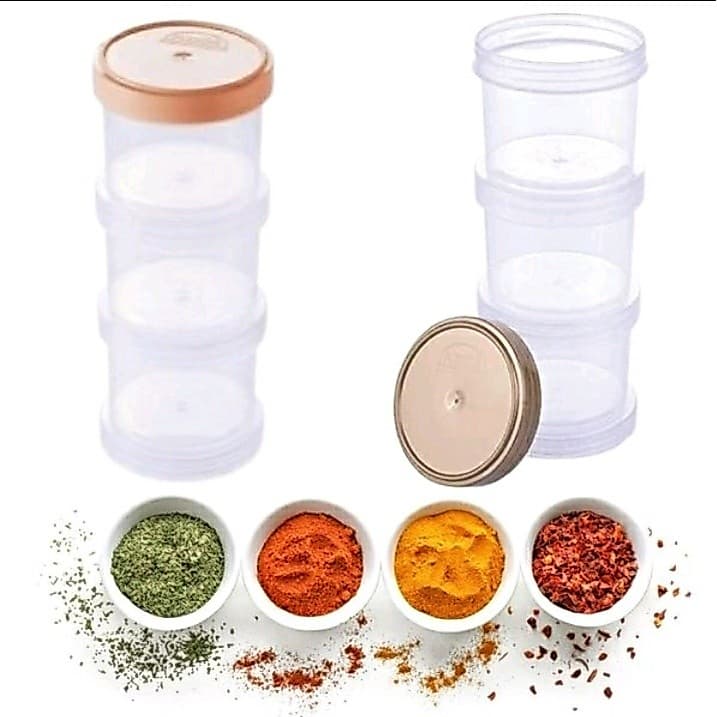 Kit Porta Tempero e Condimentos Rosca Empilhável 3 potes  organizador Torre para produtos pequenos em geral