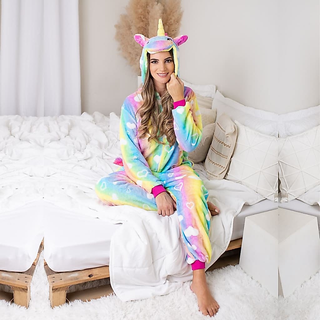 Pijama Feminino Macacão Unicórnio Adulto Kigurumi