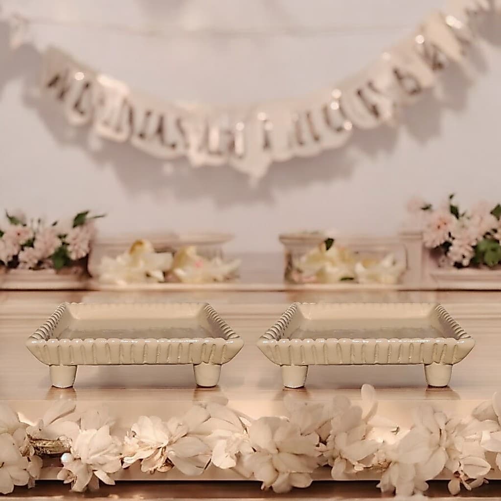 Kit 2 Porta Docinho Renda Pequeno Cerâmica Decoração Mesa Festa Aniversário Chá Revelação 17x15